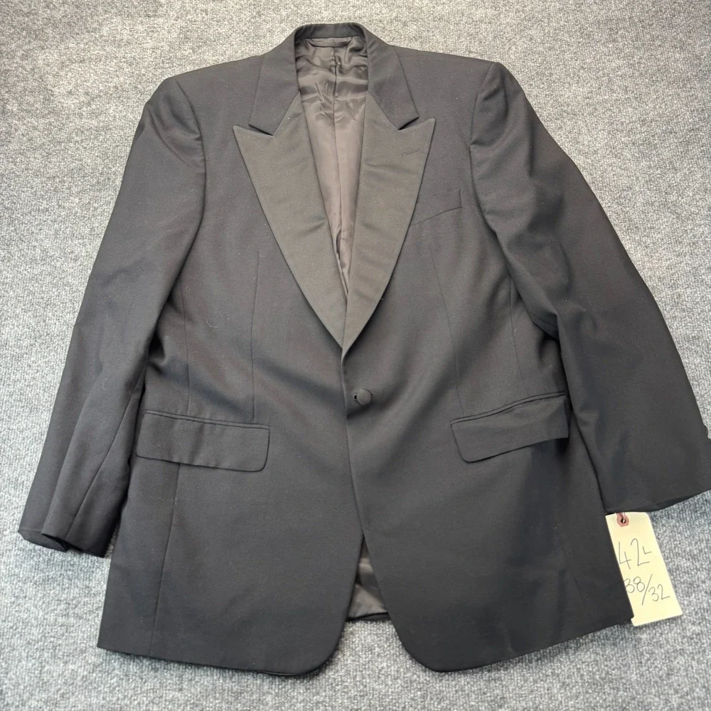 Cerruti 1881 Couture Men's 1-Button Tuxedo - 42L Jacket / 38x32 Pleated Pants Bl